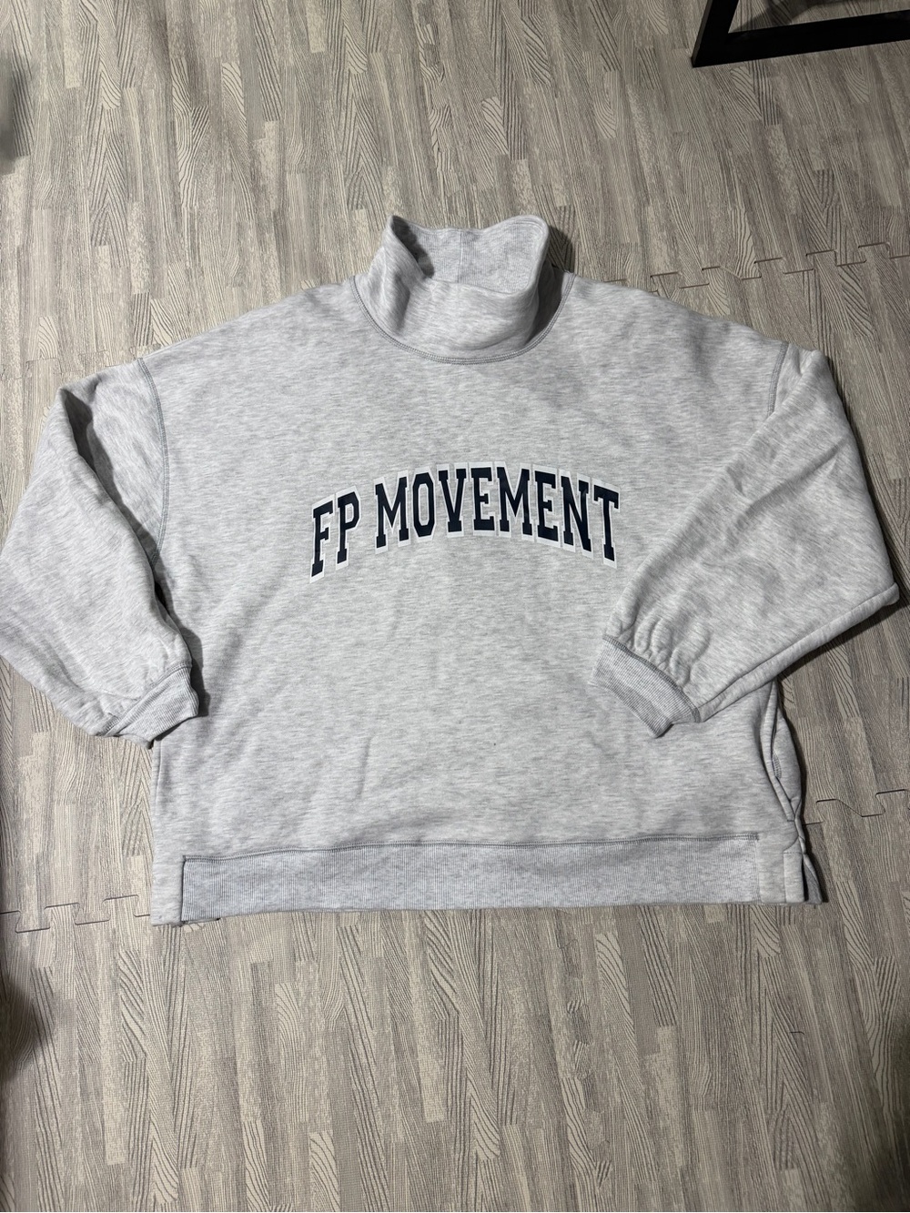 FP Movement by Free People Light Gray Turtleneck Sweatshirt with Navy Logo